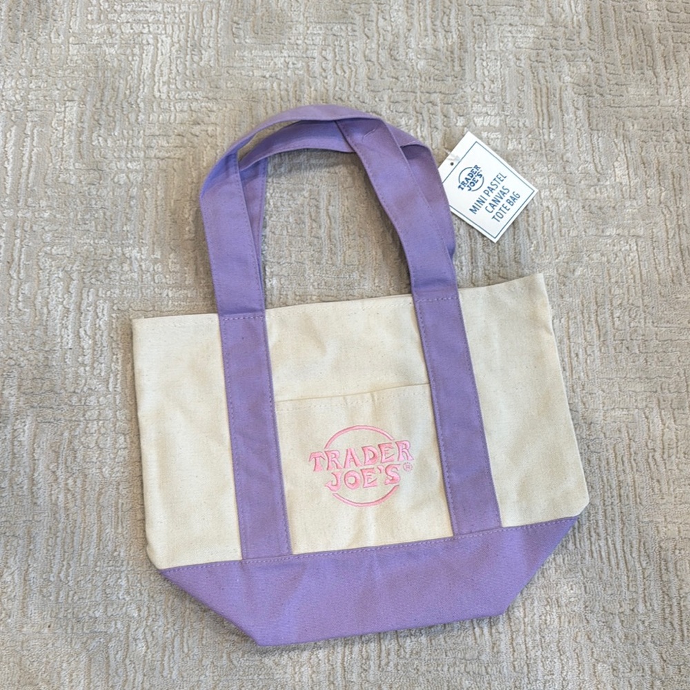 Trader Joe’s mini canvas tote bag in Purple